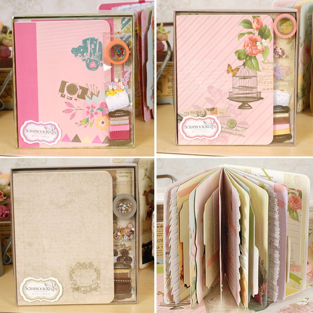 Eno Greeting Retro Complete Scrapbook Kit Set Scrapbooking DIY Photo Album with Vintage Page Kits
