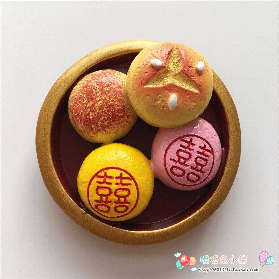 Hong Kong married female cake snack wedding resin refrigerator stickers stereo magnet