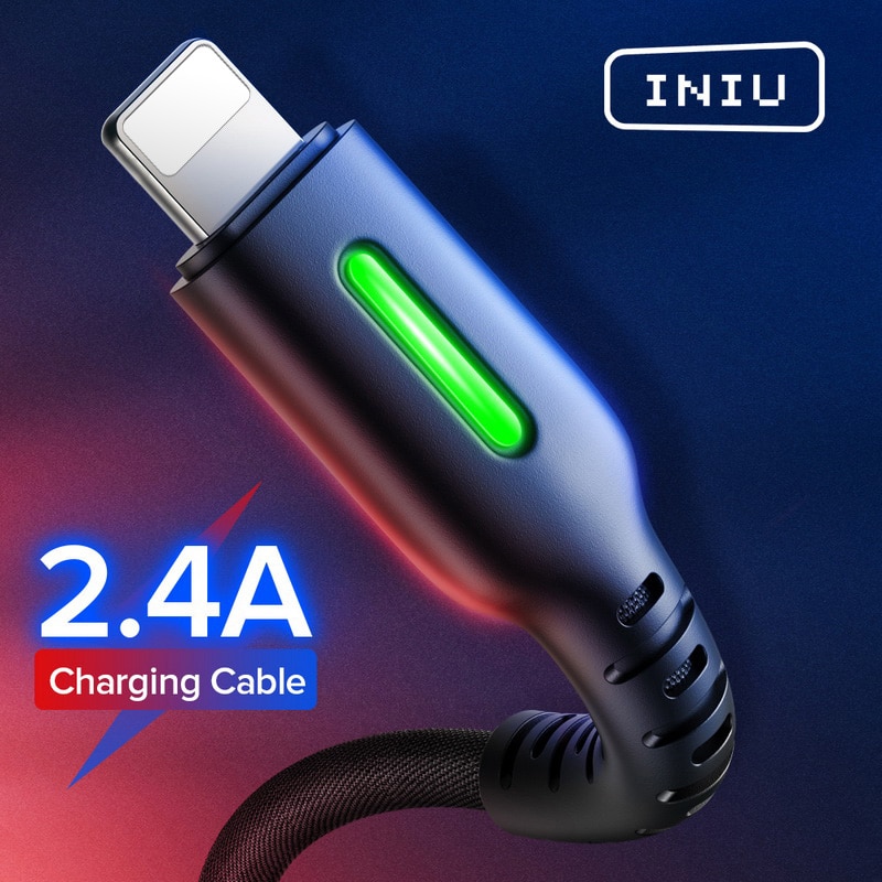 Câble USB INIU 2.4A chargeur de charge de données rapide cordon USB pour iPhone 11 12 Pro Max Xs Xr X SE 8 7 6 plus 6s 5s iPad Air mini