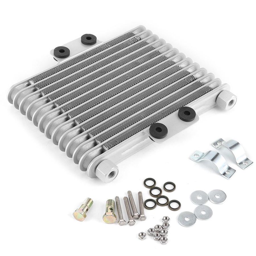 Radiador de aceite de 13 filas para motocicleta, enfriador de aceite de motor, reemplazo de radiador de refrigeración de 12-250cc, sistema de enfriamiento plateado