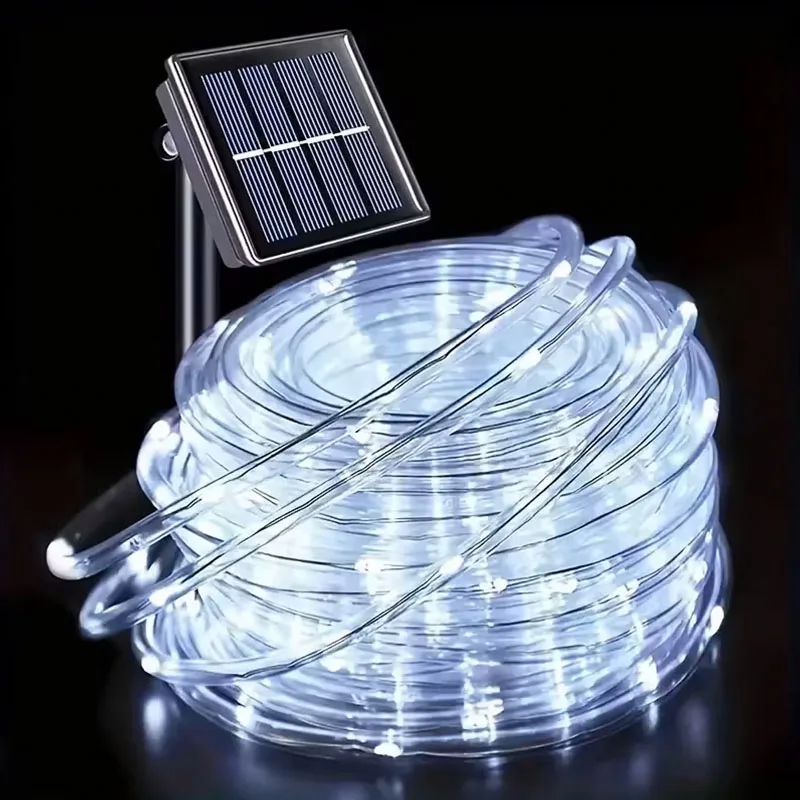 Guirnaldas de luces solares 50/100/200/300 luces LED de cadena guirnalda de cuerda de tubo para exteriores 8 modos techo jardín festivo decoración de en casa: Castaño / other