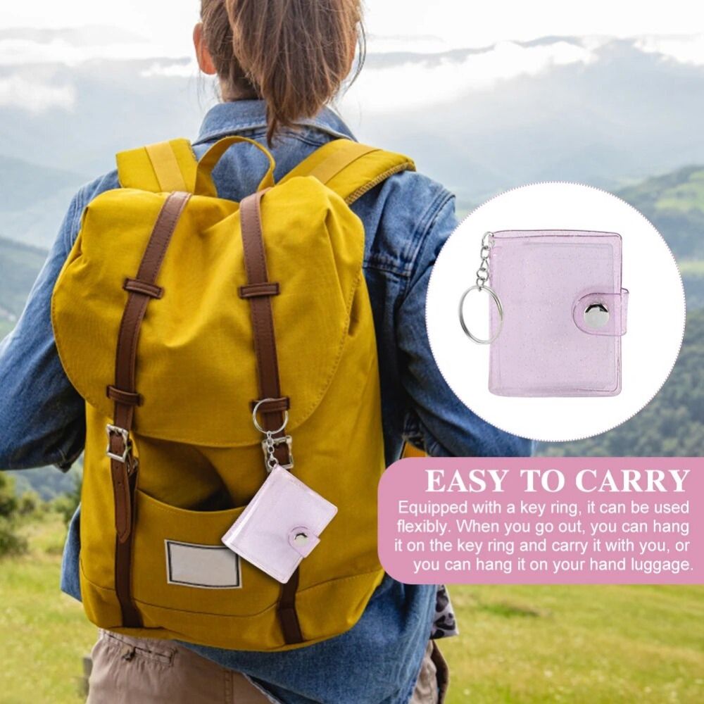 Mit Schlüsselanhänger, Mini-Fotoalbum, Druckknopf, DIY-Aufbewahrung, Fotokartenhalter, PVC, einfacher tragbarer Taschenalbum-Fotosticker
