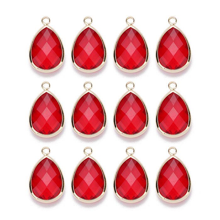 LOULEUR-colgante de cristal KC con forma de gota de agua en 12 colores, collar y colgante de cristal de cobre dorado para mujer, piezas de joyería Diy: red