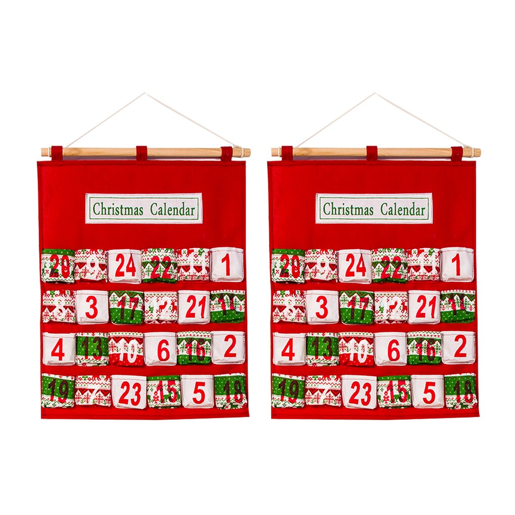 Saco de armazenamento de calendário de natal criativo não-tecido impressão multi-camada saco de presente de doces casa festa de natal parede pendurado decoração