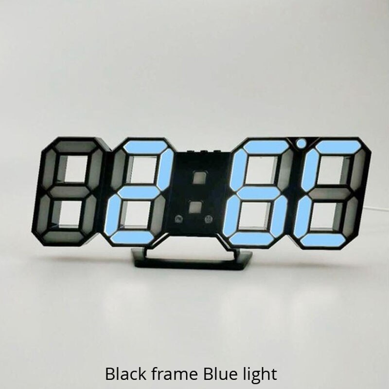 3d led vægur moderne digital ur ur vækkeur nat lys ur dekorere til hjemmet stuen: Blå b