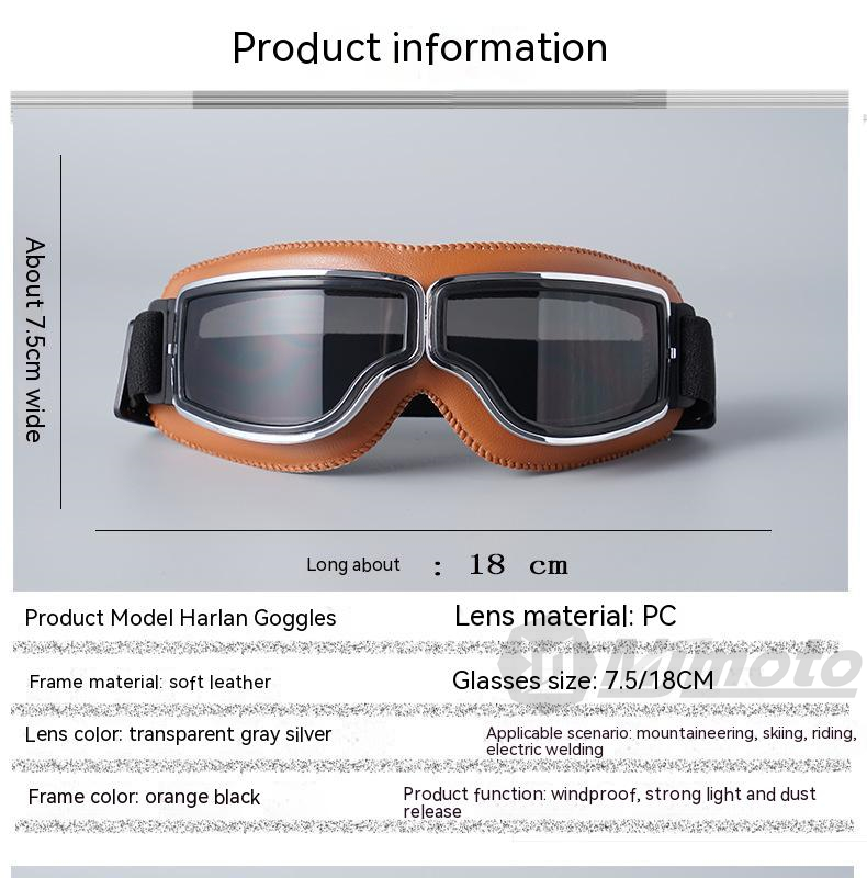 Universal Motorcycle Vintage Goggles Leather Motorbike Scooter Biker Moto Glasses Goggles for Steampunk Helmet Goggles Dustproof