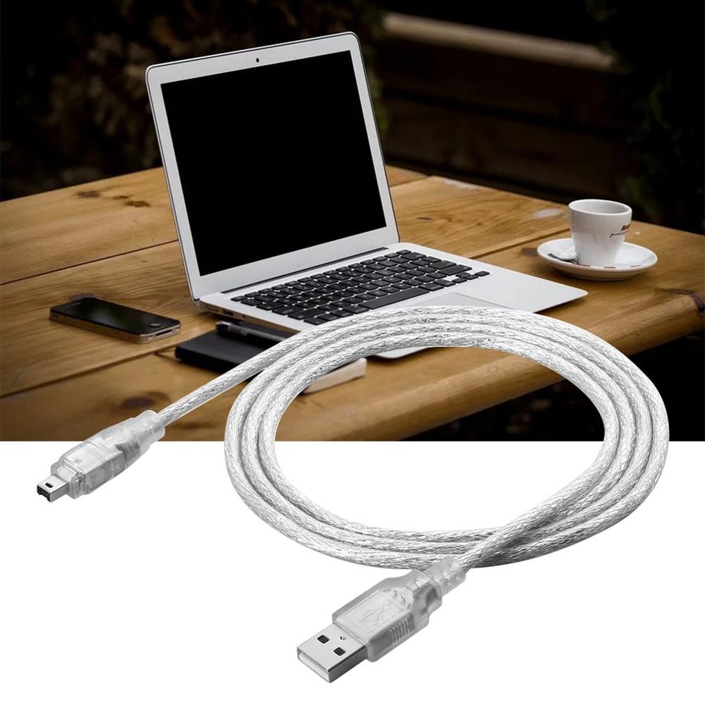 1.2M Usb 2.0 Male Naar Firewire Ieee 1394 4 Pin Male Ilink Adapter Kabel Man Op Man Kabel Licht wit Flexibele Kabel