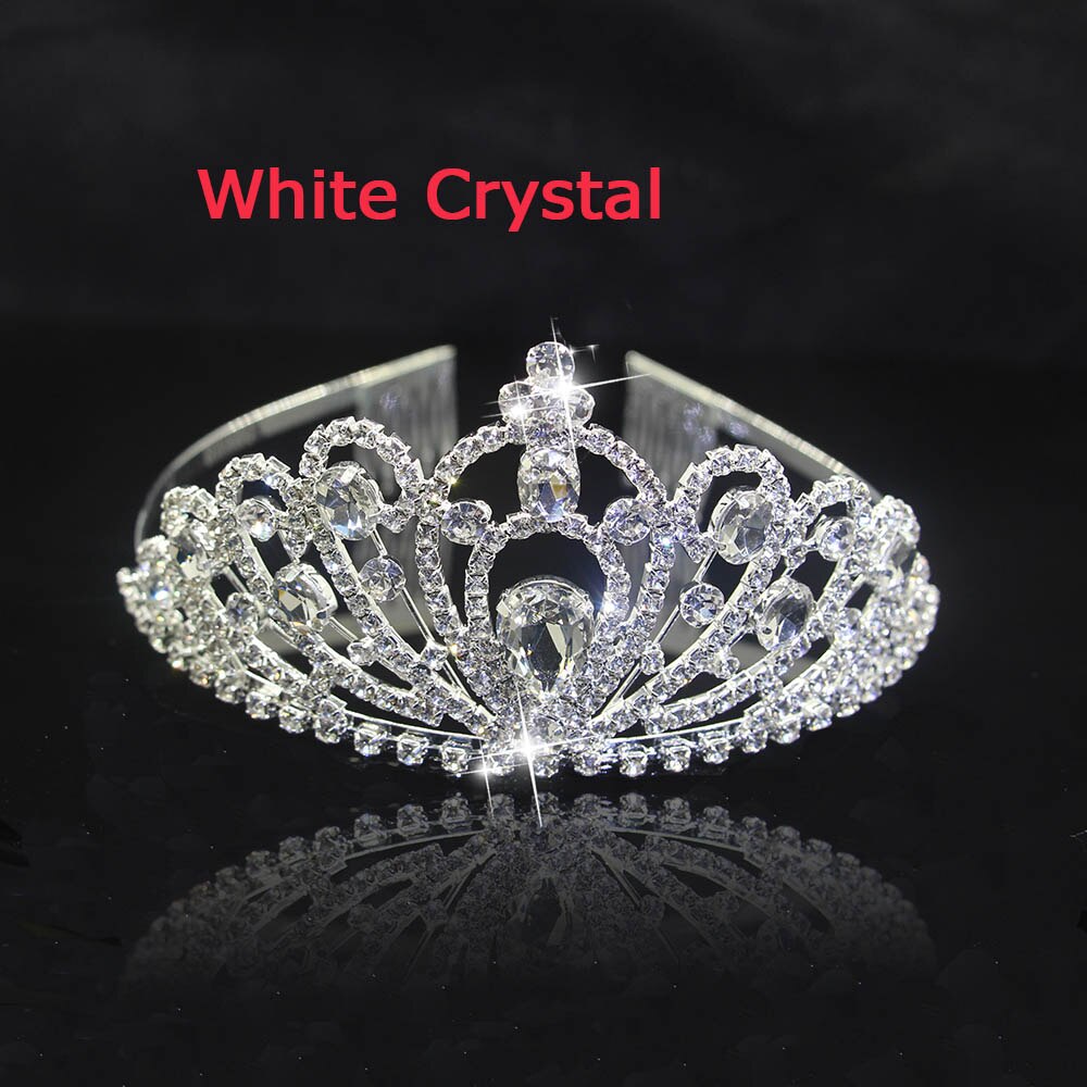 AINAMEISI 5 colors Crystal Tiaras Hair Accessories Gold Crowns Girls Headpiece Wedding Bridal Crown Hair Jewelry: silver White