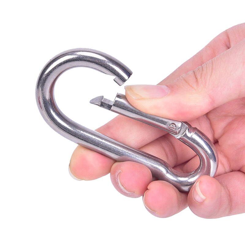 Mosquetón con resorte de acero inoxidable 304, herramienta múltiple, accesorios para escalada en roca, gancho de presión, llavero, cierre de eslabón rápido, 5 tipos, 1 ud.