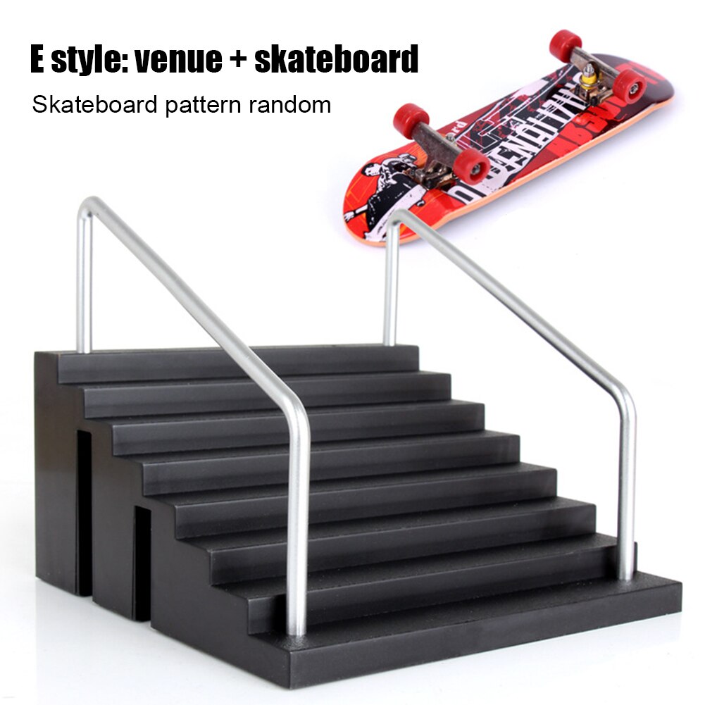 Mini Vingertop Site Park Met Oprit Scène Combinatie Training Games Vinger Skateboard Set Spelen Kinderen Kids Speelgoed Zwart: E
