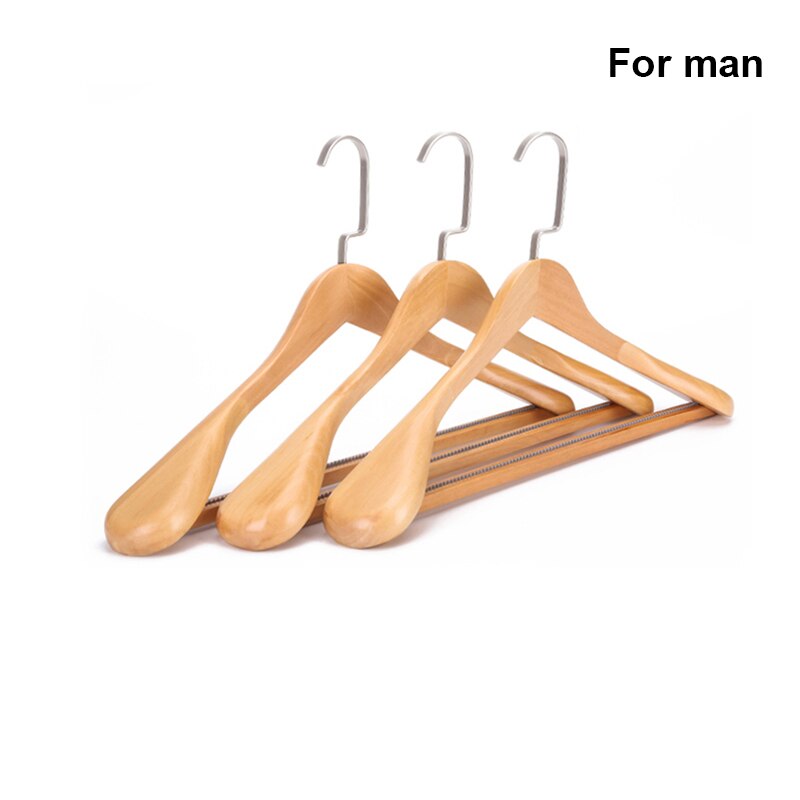 Luxus Holz KleiderbüGel Breiten Schulter Anzug KleiderbüGel Für Kleidung Schwere Pflicht Kleiderschrank Veranstalter Haben Nicht Unterhose Hosen Bar: natürlich Pro Mann / 4Stck