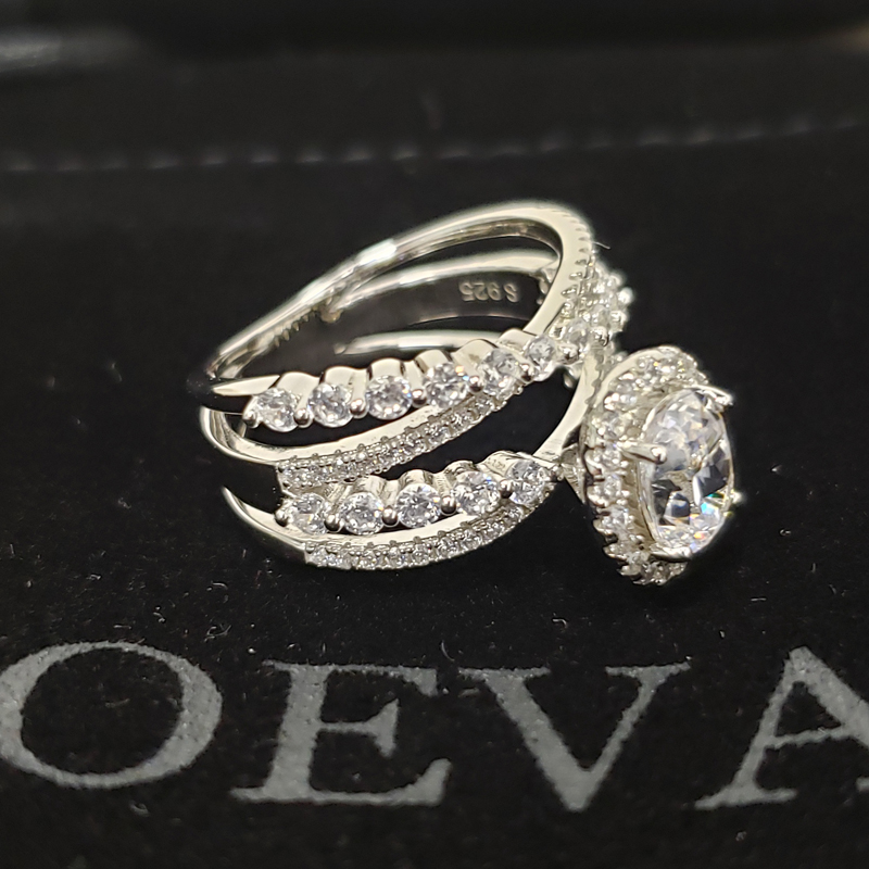 Oevas 100% 925 sterling sølv bruderinge funklende høj carbon diamant bryllup forlovelsesfest fine smykker