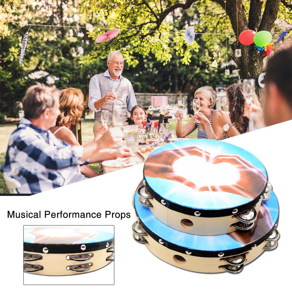 Houten Handheld Dubbele Rij Tamboerijn Frame Drum Voor Kerk Party Dance Prop Volwassenen Kinderen Percussie