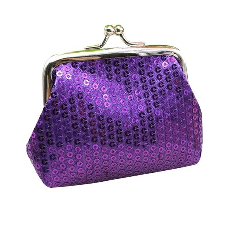 USDH Fashionbag Wallet Small Sequin Wallet Card Holder Coin Purse Clutch Bag csv f6: Purple