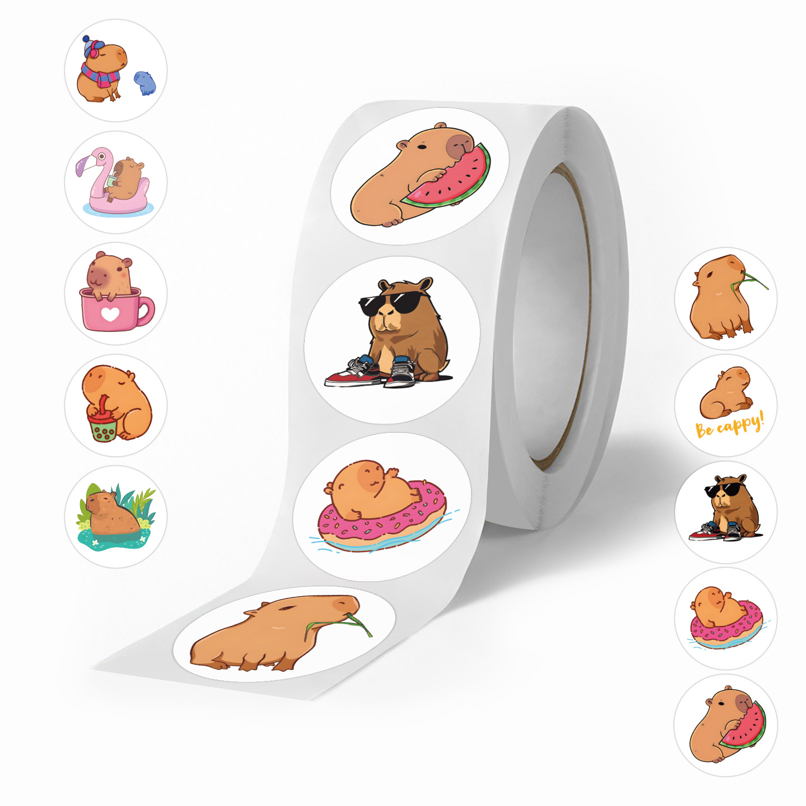 100-500 pièces mignon dodu Capybara dessin animé marron animaux autocollants album à faire soi-même téléphone récompense joint étiquette autocollant mural enfant jouet
