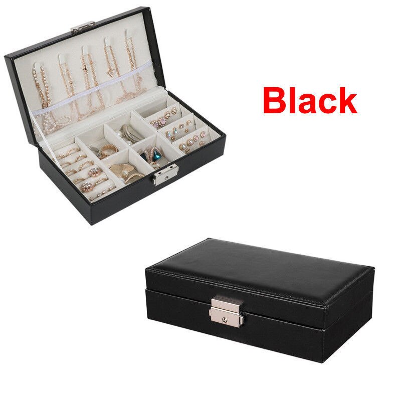 Flanell Platz Schmuck Box Einfache layout Make-Up Organizer halsband Ring halskette Lagerung Box: Black