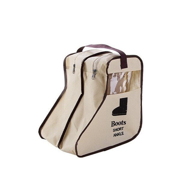 Schoen Pocket Boot Opbergtas Boot Cover Stofdicht Rits Zakje 2 Size Praktische Draagbare Korea Stijl Zichtbaar Venster Travel Case: beige / L