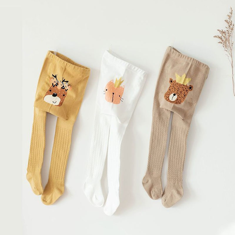 Meias infantis estampadas para meninas, meias de meia-calça com estampa de desenho de animal para bebês e crianças primavera outono