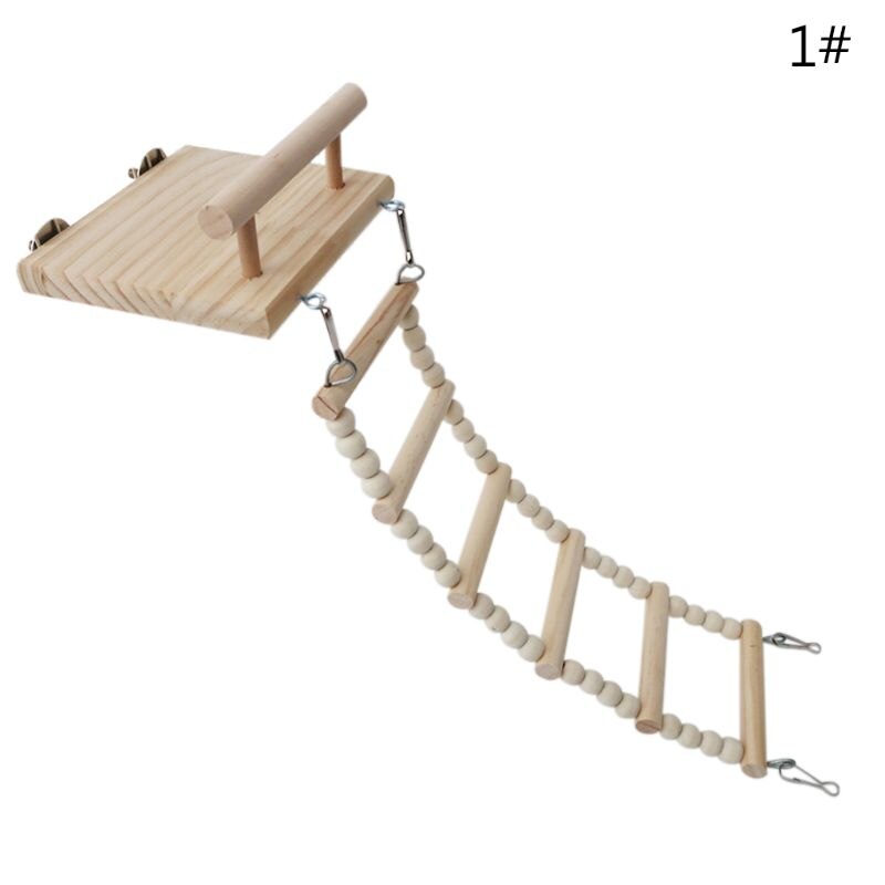 Trä fågel papegoja abborre leksak hamsterställ leka gym klätterstege lekplats litet husdjur tugga leksak fågelbur aktivitetscenter  c42: 1