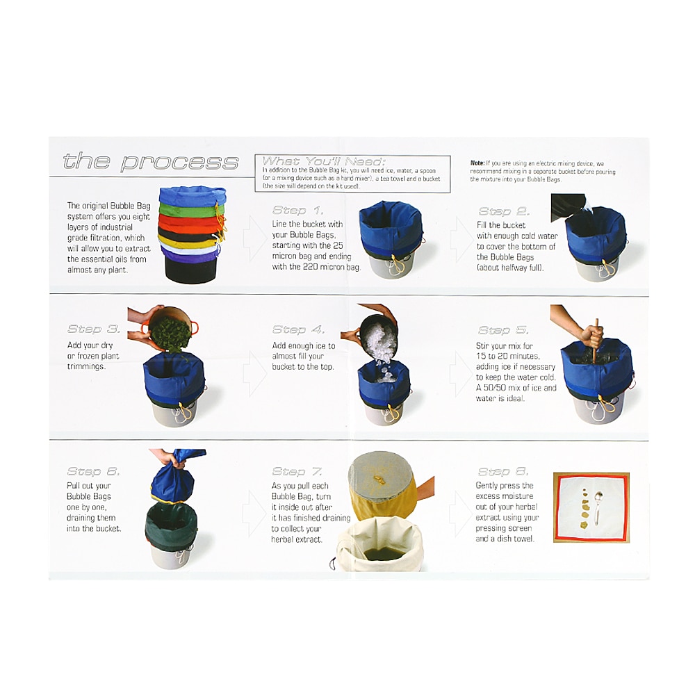 4pcs 1 Gallon Filter Bag Nylon Bubble Bag Herbal Ice Essence Extractor Kit Micron Extraction Bags with Pressing Screen