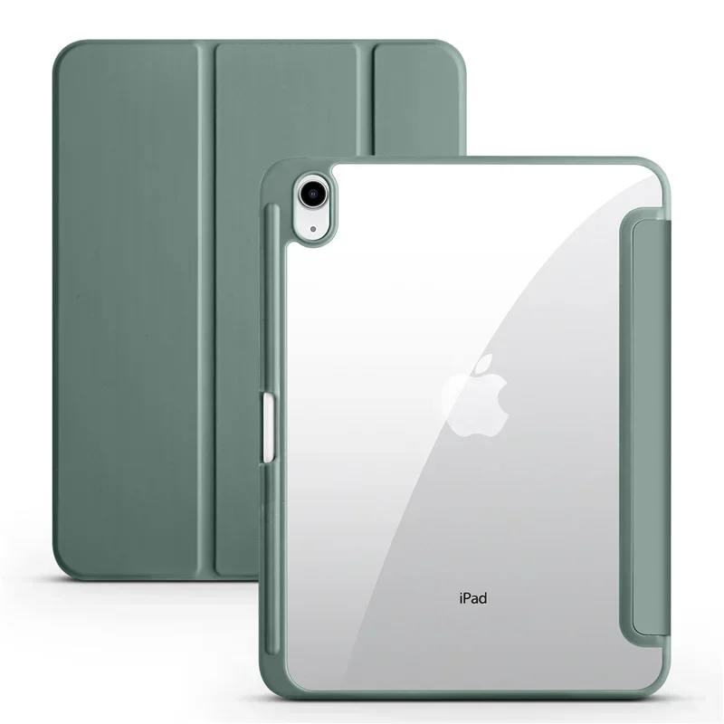 Tablet Case for iPad 11 Case Trifold Pencil Holder Acrylic Back Flip Stand Cover for Funda iPad 11 11th Generaion A16 Case: GRAY