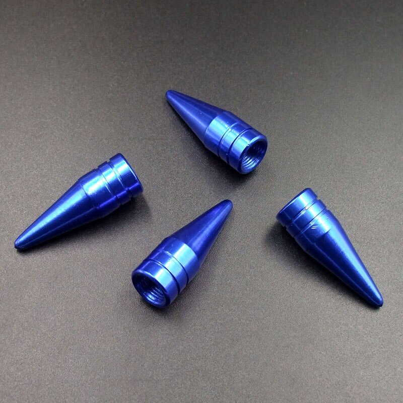 4 Stuks Blauw Universele Lange Spiked Auto Wiel Ventieldopjes Air Stem Dust Caps Cover Truck Auto Voertuig Motorcycle Fiets accessoire