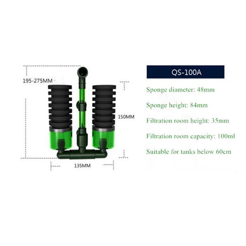 Bio Sponge Aquarium Filter Breeding Fry Betta Shrimp Nano Fish tank Aquarium PTSP: QS-100A