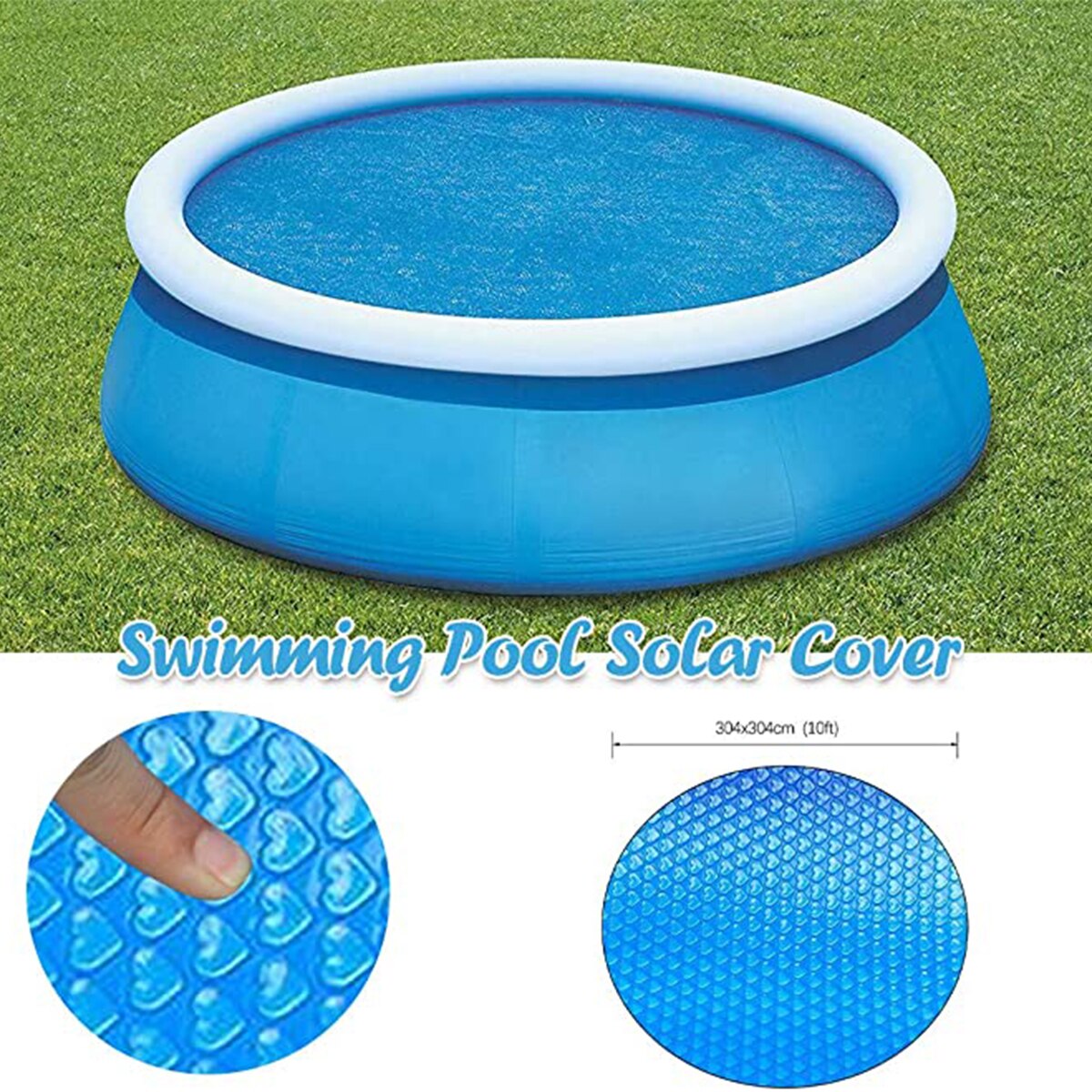 Round Pool Solar Cover 10 ft Easy Set and Frame Pools Dustproof Swimming Pools Solar Heat-retaining Cover