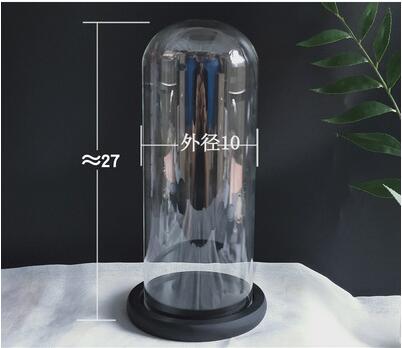 Diameter = 10cm stor storlek svart basglas kupol heminredning glasskydd vän bröllopsdekoration: 1 set 25cm kupolbas