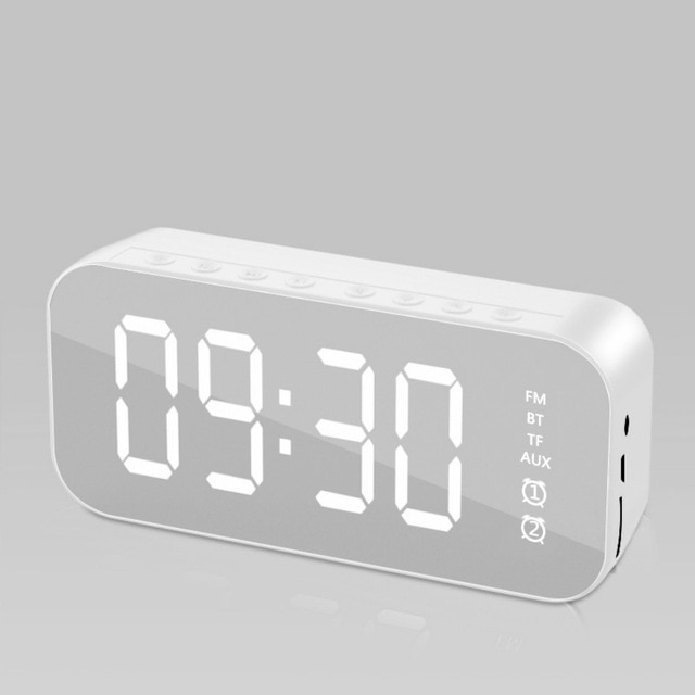 Digital Alarm Clock Mirror Led Night Lights Thermometer Wall Clock Lamp Square Rectangle Multi-function Desk Clocks Usb/aaa: White