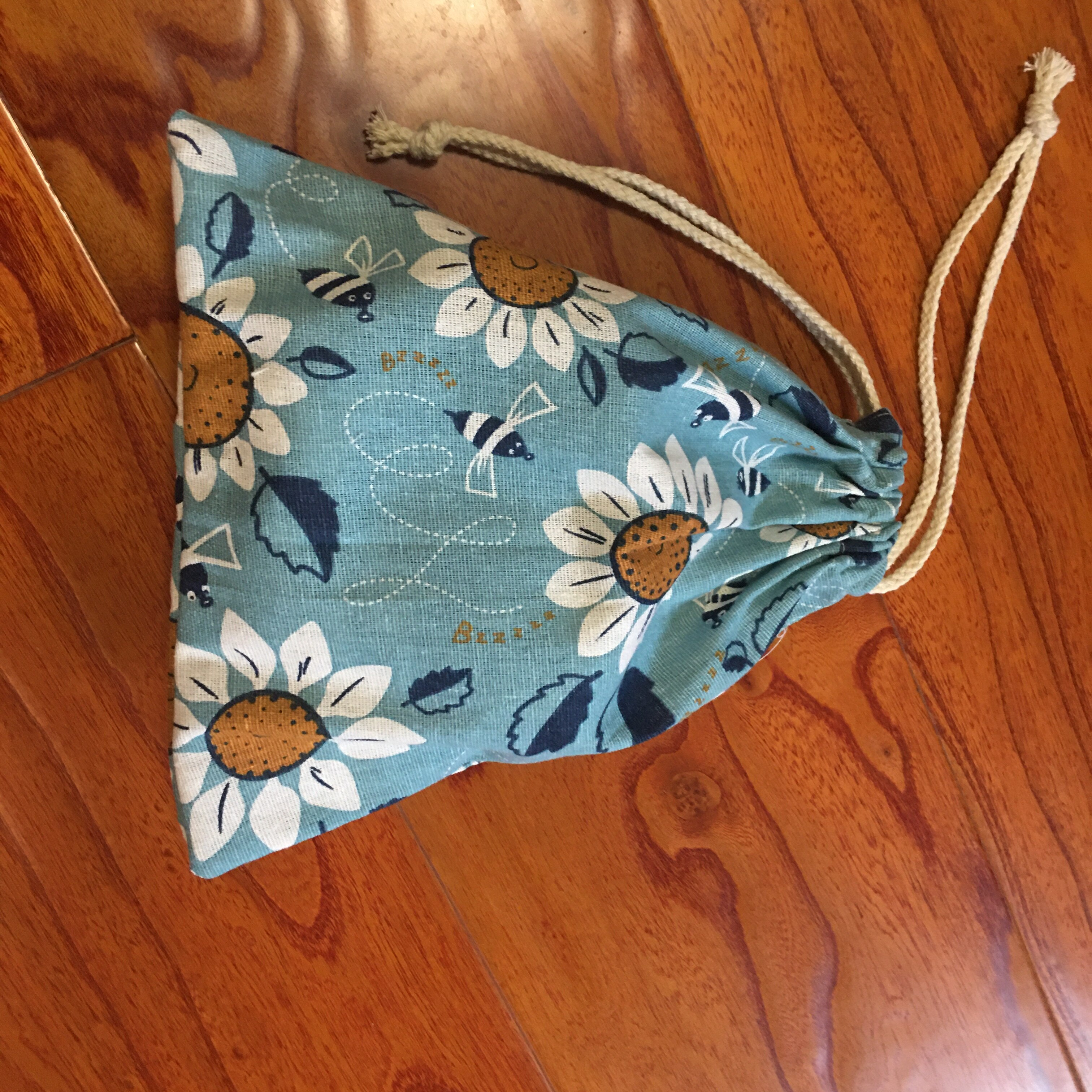 1pc katoenen linnen trekkoord georganiseerde zakjes print zonnebloem bijen feesttas  yl0724c