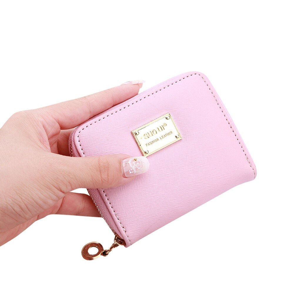 Vrouwen Lederen Kleine Portemonnee Kaarthouder Zip Portemonnee Clutch Handtas Vrouwen Portemonnee Vrouwelijke Lederen Portemonnees Korte Portemonnee # p30: Roze