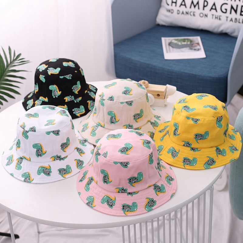 Dinosaure impression chapeau bébé chapeau dessin animé chapeau coton seau chapeau enfants été chapeau de soleil enfant en bas âge garçons filles chapeau