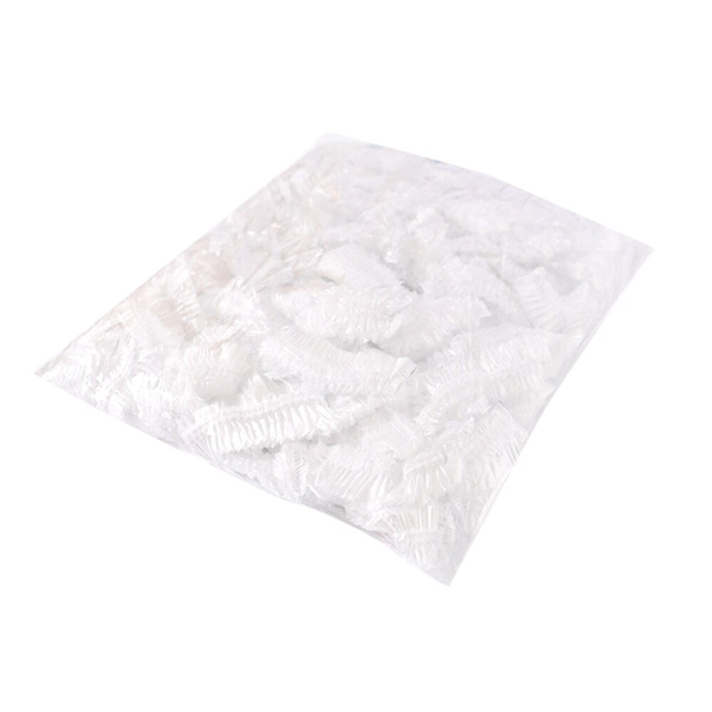 100 Pcs Disposable Shower Cap Plastic Waterproof Headgear Hotel Hair Dye Shower Cap Transparent Plastic Beauty Salon Cap Cling