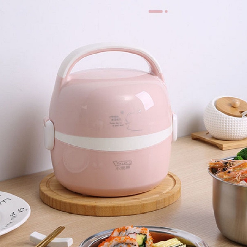 220V ELectric Rice Cooker Appliance Lunch Box Stainless Steel Liner Insulation 1.3L Mini Multicooker Rice Pot 1-2 people