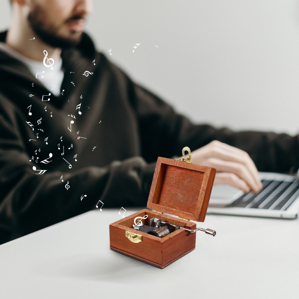 1Pc Retro Valentine's Day Box Manual Musical Box Love Heart Musical