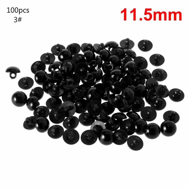 100x Black Shank Button DIY Sewing Eye Shirt Doll DIY Craft 9/10/11.5/12.5/15mm: 3