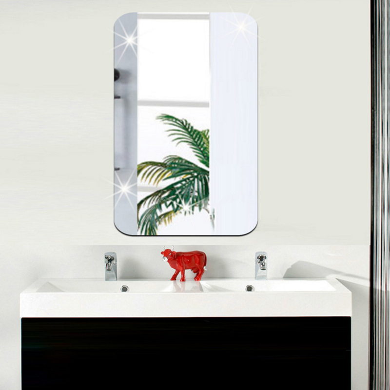 Veggklistremerke 3d speileffekt avtagbar rektangel oval bakgrunnsdekorasjon til hjemmet 88. januar
