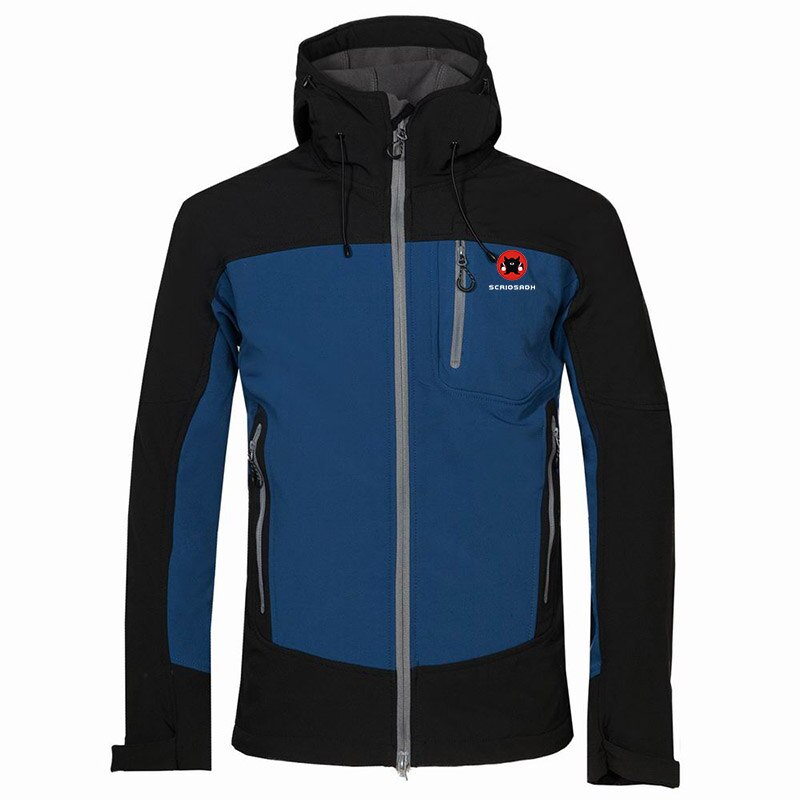 Winter Spring Outdoor Waterproof Soft shell Jacket Outdoor Camping Skiing Jacket Windbreaker Keep Warm Men Waterproof Jacket: Blue / XL