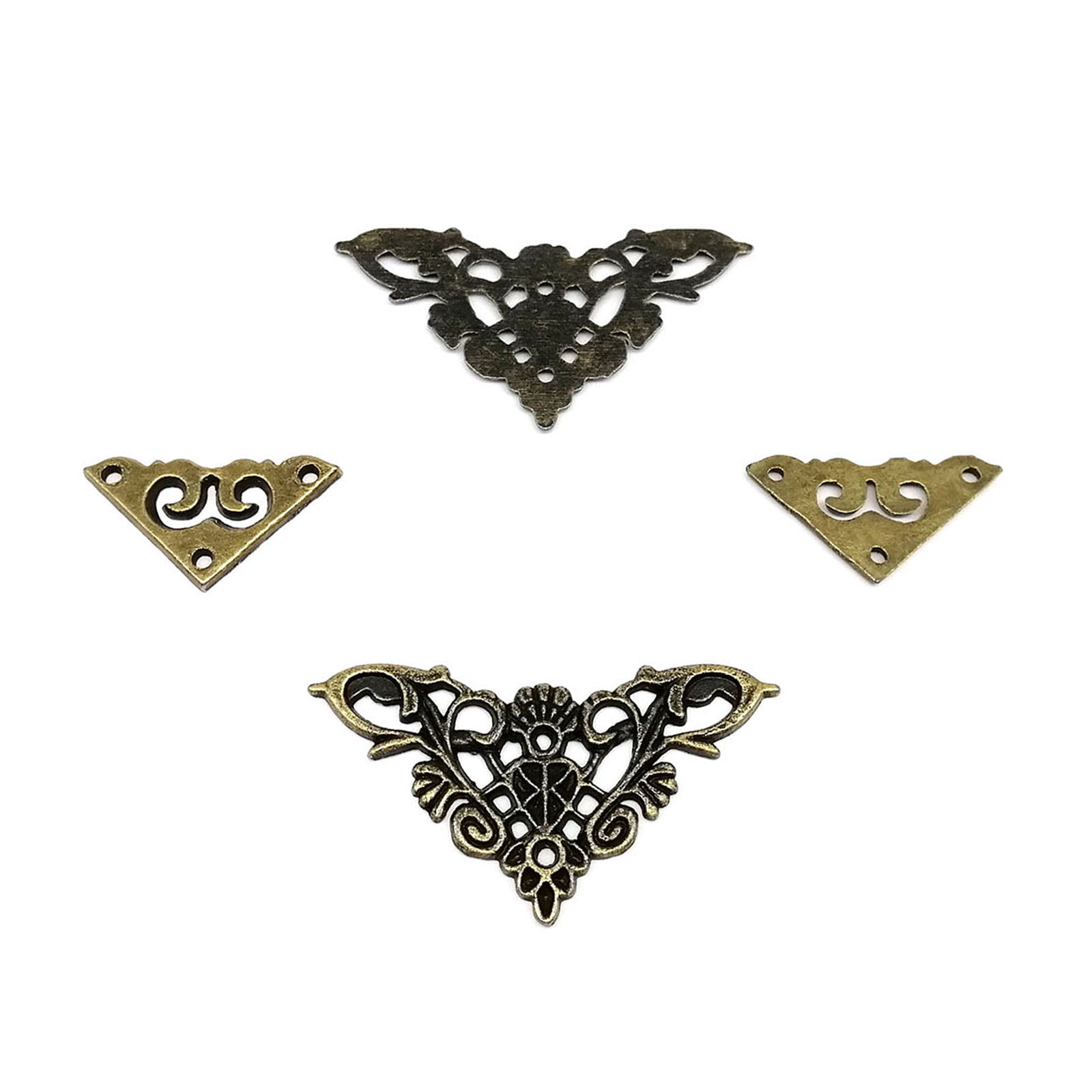 12Pc Hoek Decoratieve Beschermhoes Voor Sieradendoos Kist Wijn Hout Case Boek Plakboek Fotoalbum Antiek Messing Brons