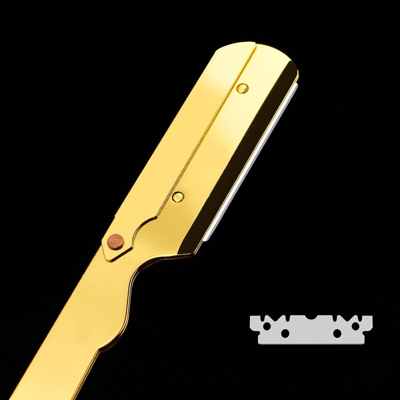 Men&#39;s Shaver Straight Beard Shaving And Care Razor Knife Gold Plating Barber Hairdressing Razor Tool Holder