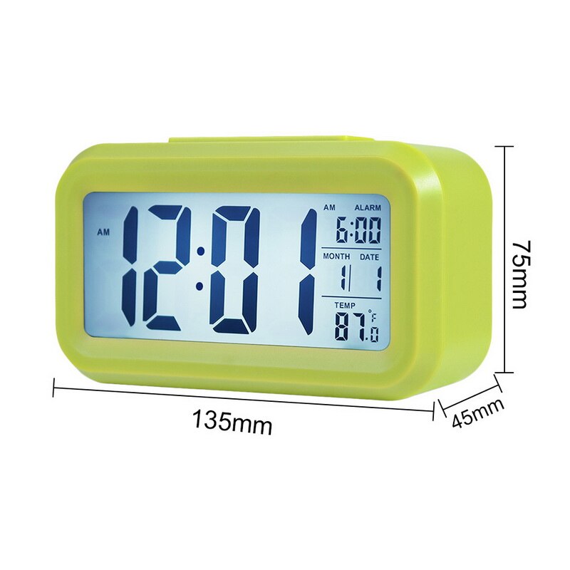 Reloj Despertador LED 7 cambio de color luz nocturna relojes brillantes Luz de termómetro Digital Reloj para niños Mesa Despertador de escritorio: Green C