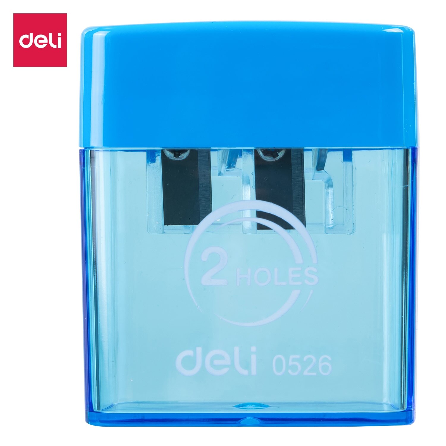 Deli Small pencil sharpener pencil cutter 1 and 2 Hole cute container knife smooth sharpening school supplies stationery: 7 and 12mm Blue