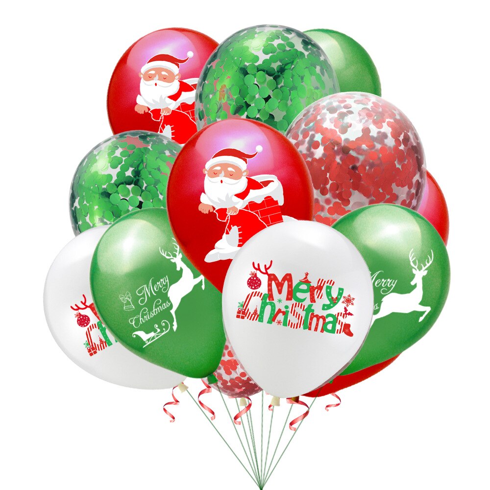 10 sæt  of 12- tommer julefest ballon sæt julemanden elg pailletter runde trykte latex ballon dekorationer farverige: E