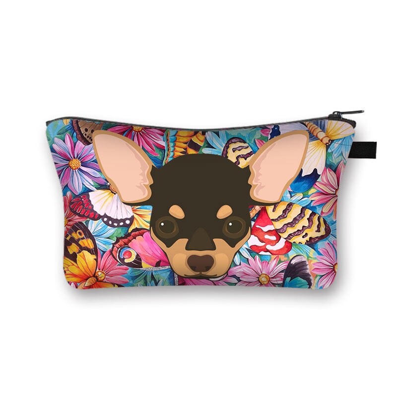 Kawaii pies Chihuahua drukuj kosmetyczka kobiety torebki na makijaż panie szminka przechowywanie torby dla dziewcząt podróżujących kosmetyczka organizatorzy: shzbchihucw08