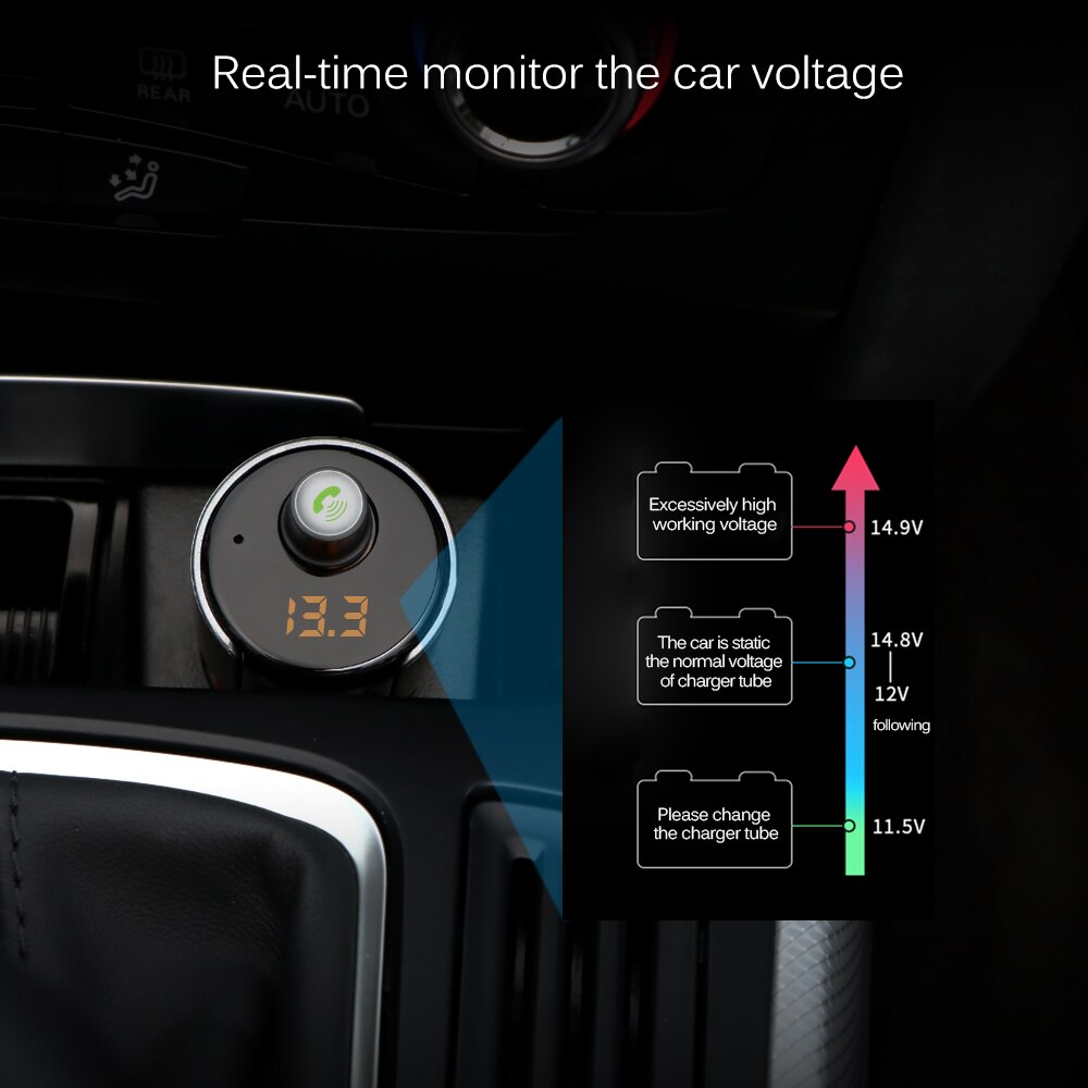 Onever Bluetooth Inalámbrico Adaptador de Coche Reproductor de MP3 FM Del Modulador Del Transmisor de Radio de Coche 3.4A Dual USB Cargador de Coche Manos Libres Kit de Coche