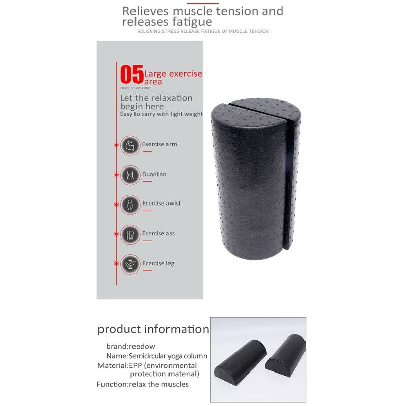 Yoga foam roller high density halvrund hjemmegymnastik motion foam rollers pilates massage fitness udstyr