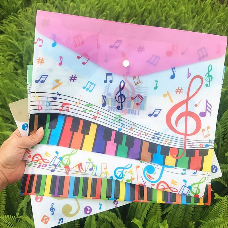 1 Pcs Cute A4 Music Theme Piano Instruments Document Bags Examination File Holder Student Storage Organizer Stationery