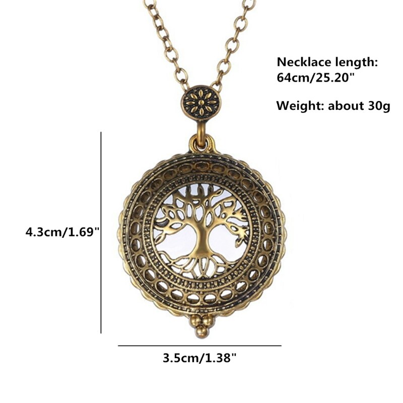 Vintage Chain Magnifying Glass Necklace Pendant Grandma Metal Magnifier