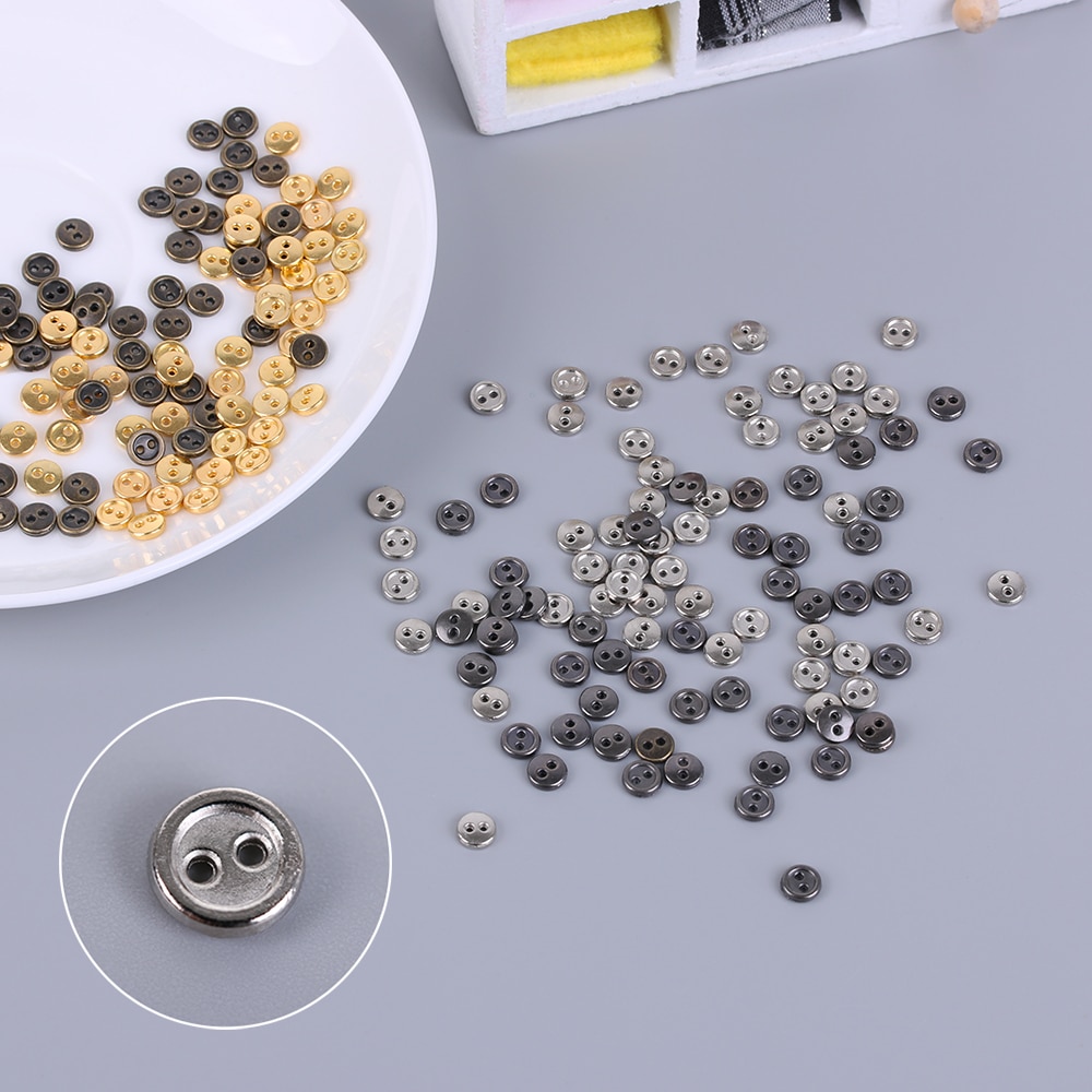 50pcs 3mm 4mm 5mm 6mm 7mm 8mm Mini buttons metal mixed color round bread buttons doll buttons for diy sewing blyth doll clothing